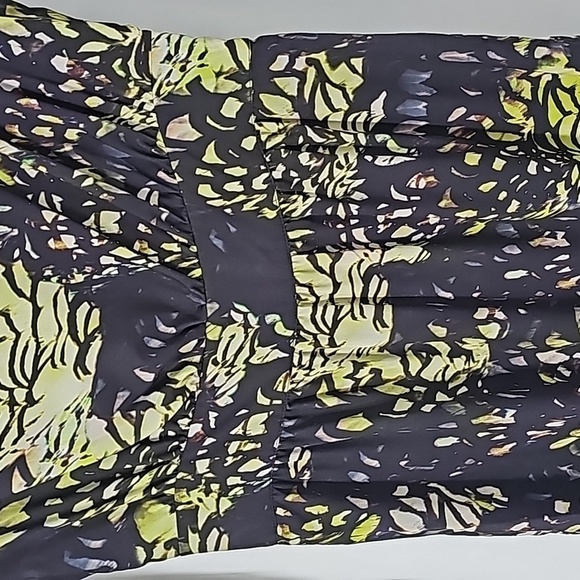 Marciano Black w Green Dark Forest Floral Deep Whimsigoth Vneck Maxi Dress - Picture 4 of 16